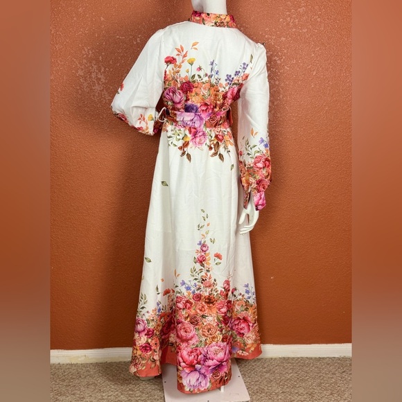 MaiNSTriP Floral Long Sleeve Maxi Dress with Belt Size Large. E88 - Picture 14 of 17